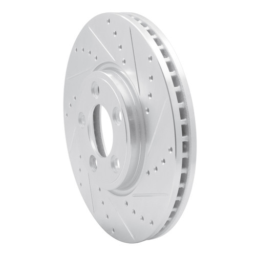 R1 06-08 Jaguar S-Type Front Right Drilled & Slotted Silver Brake Rotor