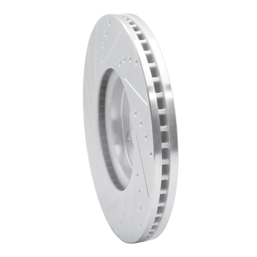 R1 06-08 Jaguar S-Type Front Right Drilled & Slotted Silver Brake Rotor