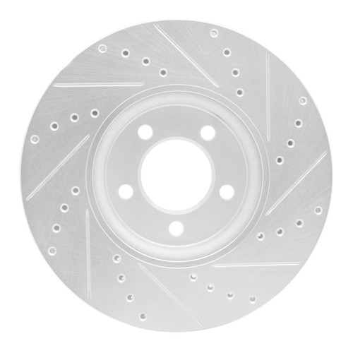 R1 06-08 Jaguar S-Type Front Left Drilled & Slotted Silver Brake Rotor