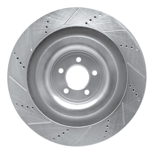 R1 08-09 Jaguar XKR Left Front Drilled & Slotted Silver Brake Rotor