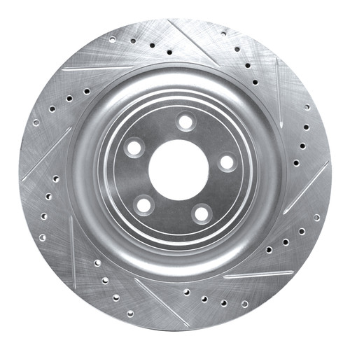 R1 08-09 Jaguar XKR Right Rear Drilled & Slotted Silver Brake Rotor