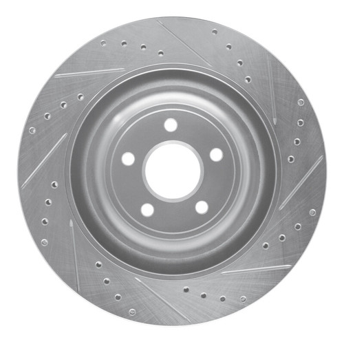 R1 08-09 Jaguar XKR Right Rear Drilled & Slotted Silver Brake Rotor