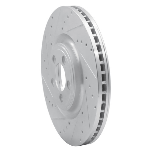 R1 06-21 Jaguar XKR Front Left Drilled & Slotted Silver Brake Rotor