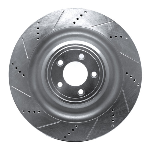 R1 08-09 Jaguar XKR Right Front Drilled & Slotted Silver Brake Rotor