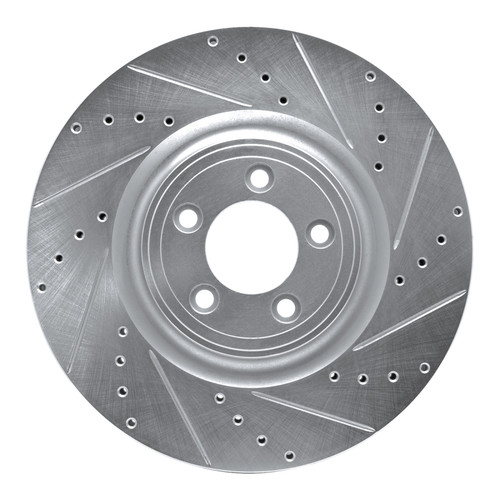 R1 06-21 Jaguar XKR Front Right Drilled & Slotted Silver Brake Rotor