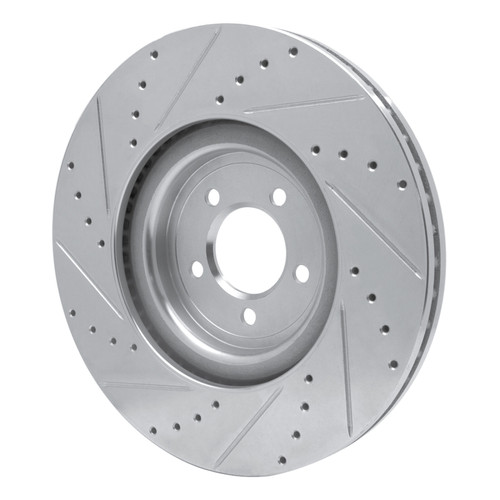 R1 06-21 Jaguar XKR Front Right Drilled & Slotted Silver Brake Rotor