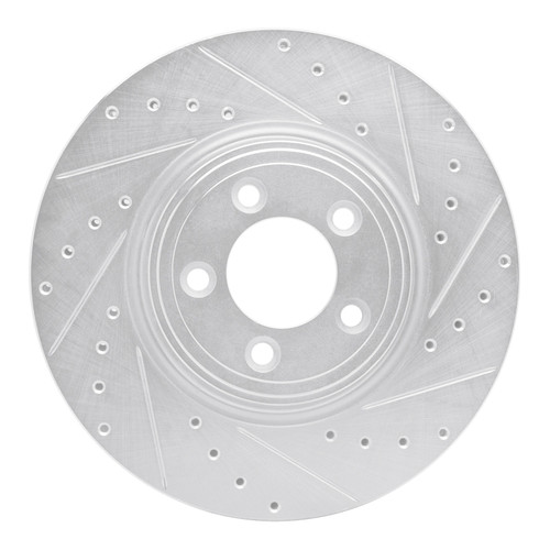R1 06-10 Jaguar S-Type Front Right Drilled & Slotted Silver Brake Rotor