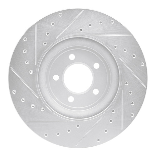 R1 06-10 Jaguar S-Type Front Right Drilled & Slotted Silver Brake Rotor