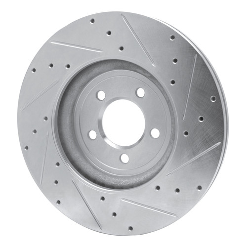 R1 06-10 Jaguar XF Front Left Drilled & Slotted Silver Brake Rotor