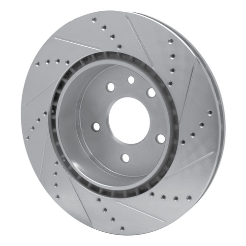 R1 00-06 Jaguar XKR Rear Left Drilled & Slotted Silver Brake Rotor