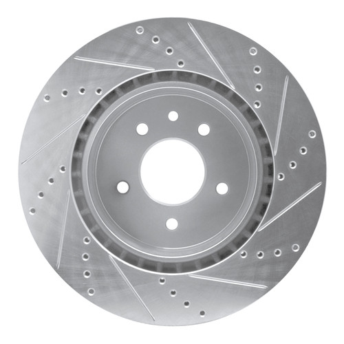 R1 00-06 Jaguar XKR Rear Left Drilled & Slotted Silver Brake Rotor