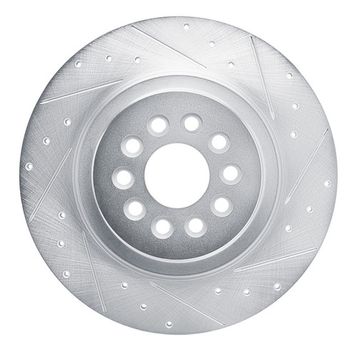 R1 03-05 Jaguar S-Type Rear Right Drilled & Slotted Silver Brake Rotor