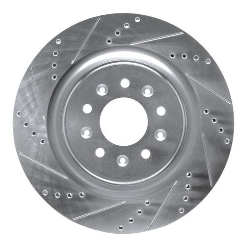 R1 00-06 Jaguar XJR Front Left Drilled & Slotted Silver Brake Rotor