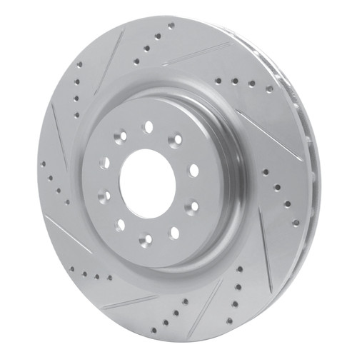 R1 00-06 Jaguar XJR Front Left Drilled & Slotted Silver Brake Rotor