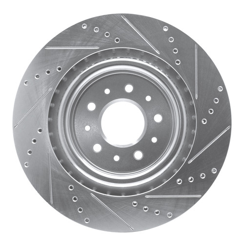 R1 00-06 Jaguar XJR Front Left Drilled & Slotted Silver Brake Rotor