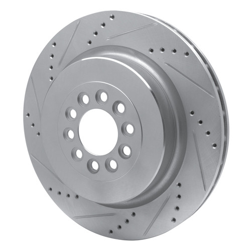 R1 03-05 Jaguar XJR Front Left Drilled & Slotted Silver Brake Rotor