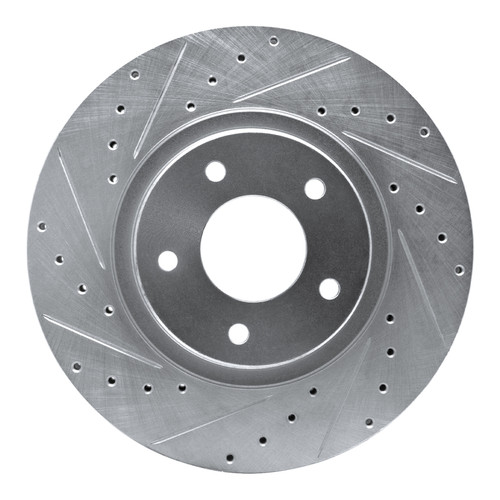 R1 98-06 Jaguar XJR Front Left Drilled & Slotted Silver Brake Rotor