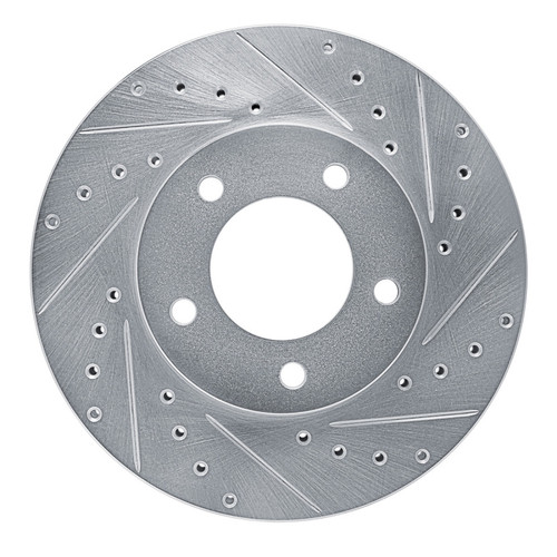 R1 93-94 Jaguar XJ12 Front Right Drilled & Slotted Silver Brake Rotor