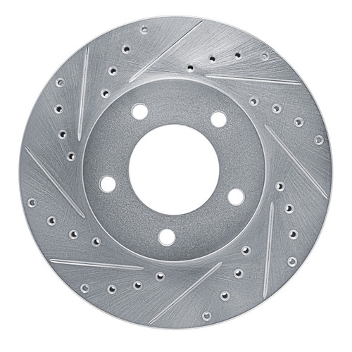R1 93-94 Jaguar XJ12 Front Left Drilled & Slotted Silver Brake Rotor
