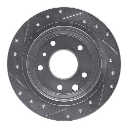 R1 86-89 Jaguar VanDEN PLAS Rear Right Drilled & Slotted Silver Brake Rotor
