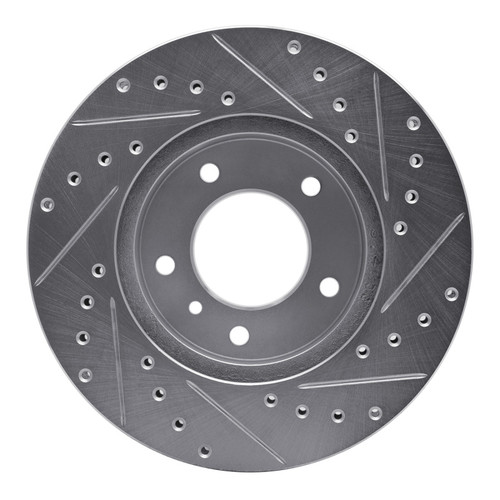 R1 90-97 Jaguar XJ6 Front Left Drilled & Slotted Silver Brake Rotor