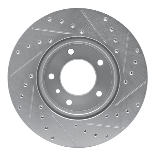 R1 86-89 Jaguar XJ12 Front Left Drilled & Slotted Silver Brake Rotor