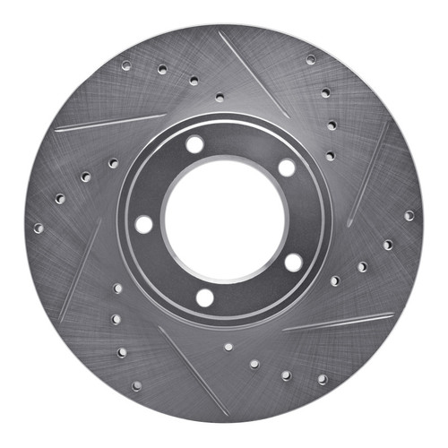 R1 71-97 Jaguar XJS Front Right Drilled & Slotted Silver Brake Rotor