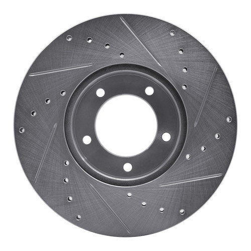 R1 71-97 Jaguar XJ12 Front Left Drilled & Slotted Silver Brake Rotor