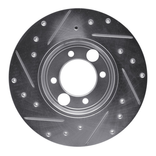 R1 62-87 Jaguar XJ Rear Right Drilled & Slotted Silver Brake Rotor