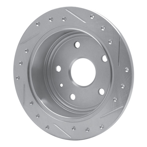 R1 99-02 Daewoo Leganza Rear Left Drilled & Slotted Silver Brake Rotor