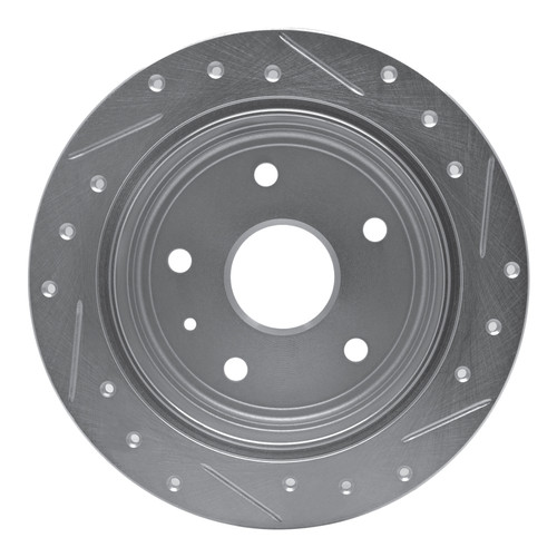 R1 99-02 Daewoo Leganza Rear Left Drilled & Slotted Silver Brake Rotor