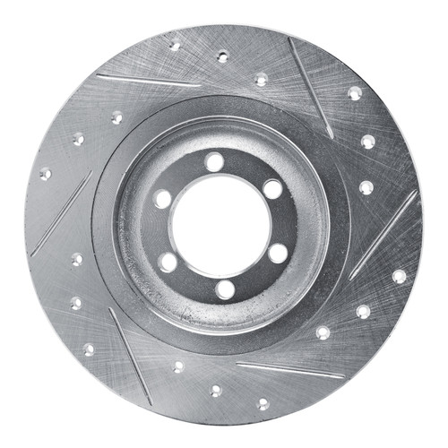 R1 81-89 Alfa Romeo GTV-6 Rear Left Drilled & Slotted Silver Brake Rotor