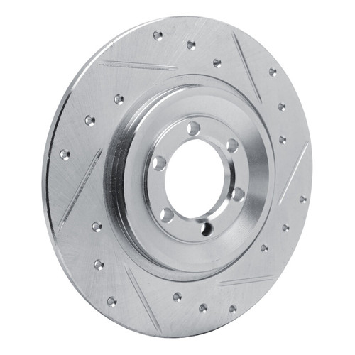 R1 81-89 Alfa Romeo GTV-6 Rear Right Drilled & Slotted Silver Brake Rotor