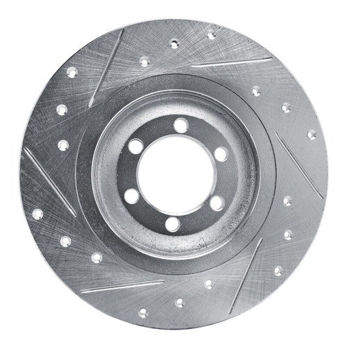 R1 81-89 Alfa Romeo GTV-6 Rear Right Drilled & Slotted Silver Brake Rotor