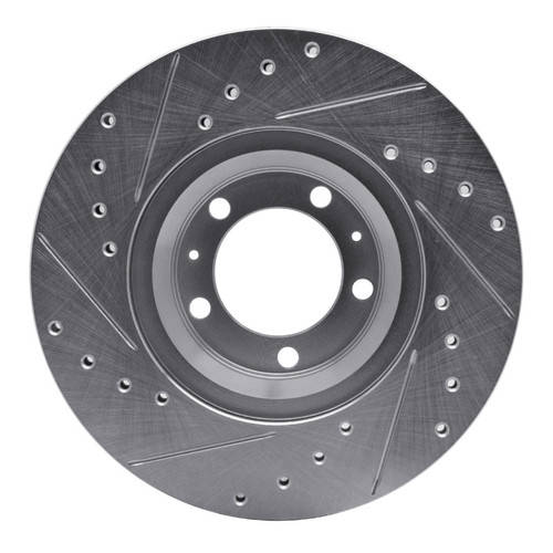 R1 81-89 Alfa Romeo GTV-6 Front Right Drilled & Slotted Silver Brake Rotor