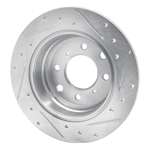 R1 64-94 Alfa Romeo Giulia Sprint Rear Left Drilled & Slotted Silver Brake Rotor