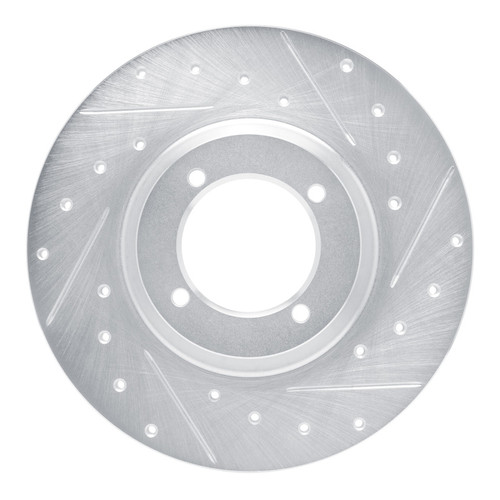 R1 61-76 Triumph TR250 Front Right Drilled & Slotted Silver Brake Rotor