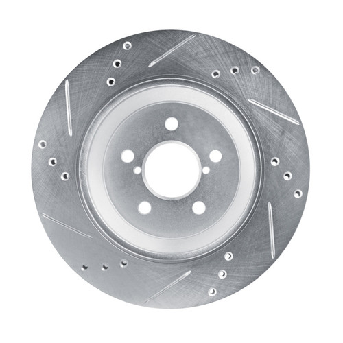 R1 19-23 Subaru Crosstrek Rear Right Drilled & Slotted Silver Brake Rotor
