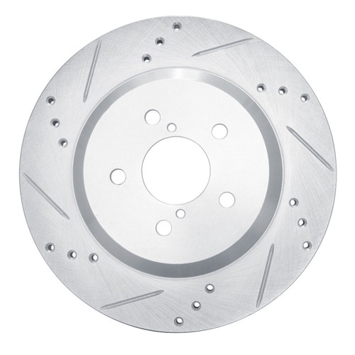 R1 19-23 Subaru Crosstrek Rear Left Drilled & Slotted Silver Brake Rotor