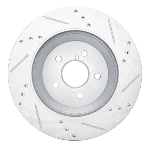 R1 19-23 Subaru Crosstrek Rear Left Drilled & Slotted Silver Brake Rotor