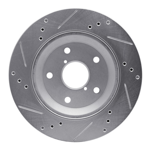 R1 19-25 Subaru Crosstrek Rear Right Drilled & Slotted Silver Brake Rotor