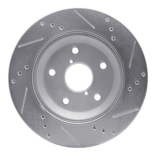 R1 19-25 Subaru Impreza Rear Left Drilled & Slotted Silver Brake Rotor