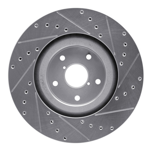 R1 19-23 Subaru ASCENT Front Left Drilled & Slotted Silver Brake Rotor