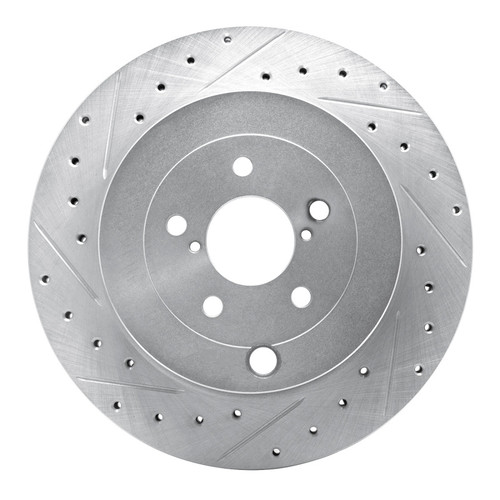R1 17-25 Subaru BRZ Rear Left Drilled & Slotted Silver Brake Rotor