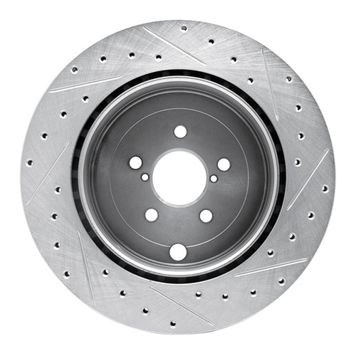 R1 17-25 Subaru BRZ Rear Left Drilled & Slotted Silver Brake Rotor