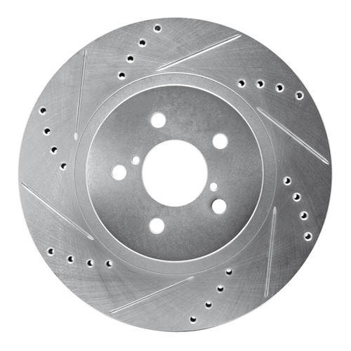 R1 17-23 Subaru Impreza Front Left Drilled & Slotted Silver Brake Rotor