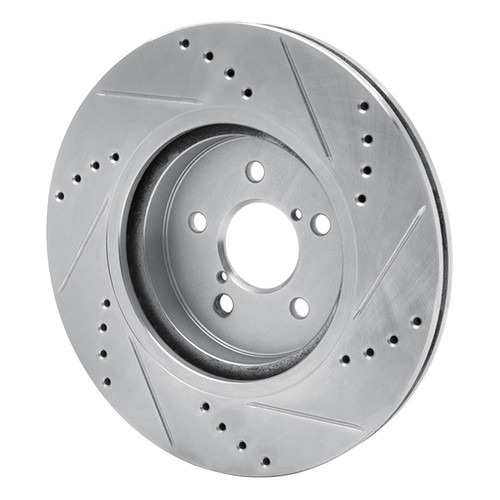 R1 17-23 Subaru Impreza Front Left Drilled & Slotted Silver Brake Rotor