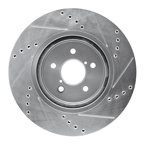 R1 17-23 Subaru Impreza Front Left Drilled & Slotted Silver Brake Rotor