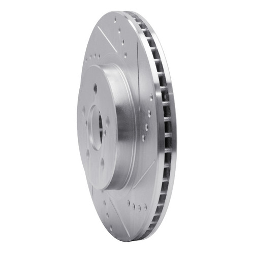 R1 17-23 Subaru Impreza Front Right Drilled & Slotted Silver Brake Rotor EDZ-13037R