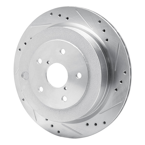 R1 06-14 Subaru B9 TRIBECA Rear Right Drilled & Slotted Silver Brake Rotor